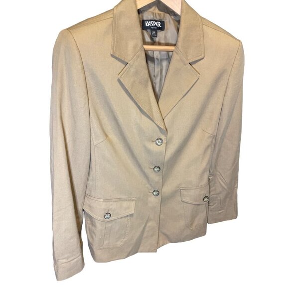 Kasper NWT Tan Brown Buttoned Blazer Sz 14P - Picture 4 of 7